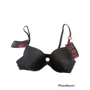 NWT Maidenform Black Polka Dots Demi Push-Up Bra 34B